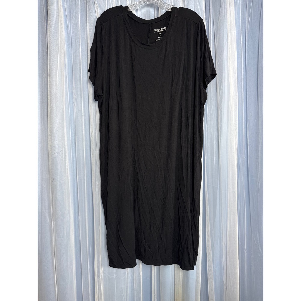 Torrid T-Shirt Tunic/Dress Womens 3 Super Soft Knit Black Side Slit EUC